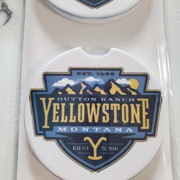 Yellowstone Dutton Ranch Set Of 2 Ceramic Car Coasters - Picture 5 of 6